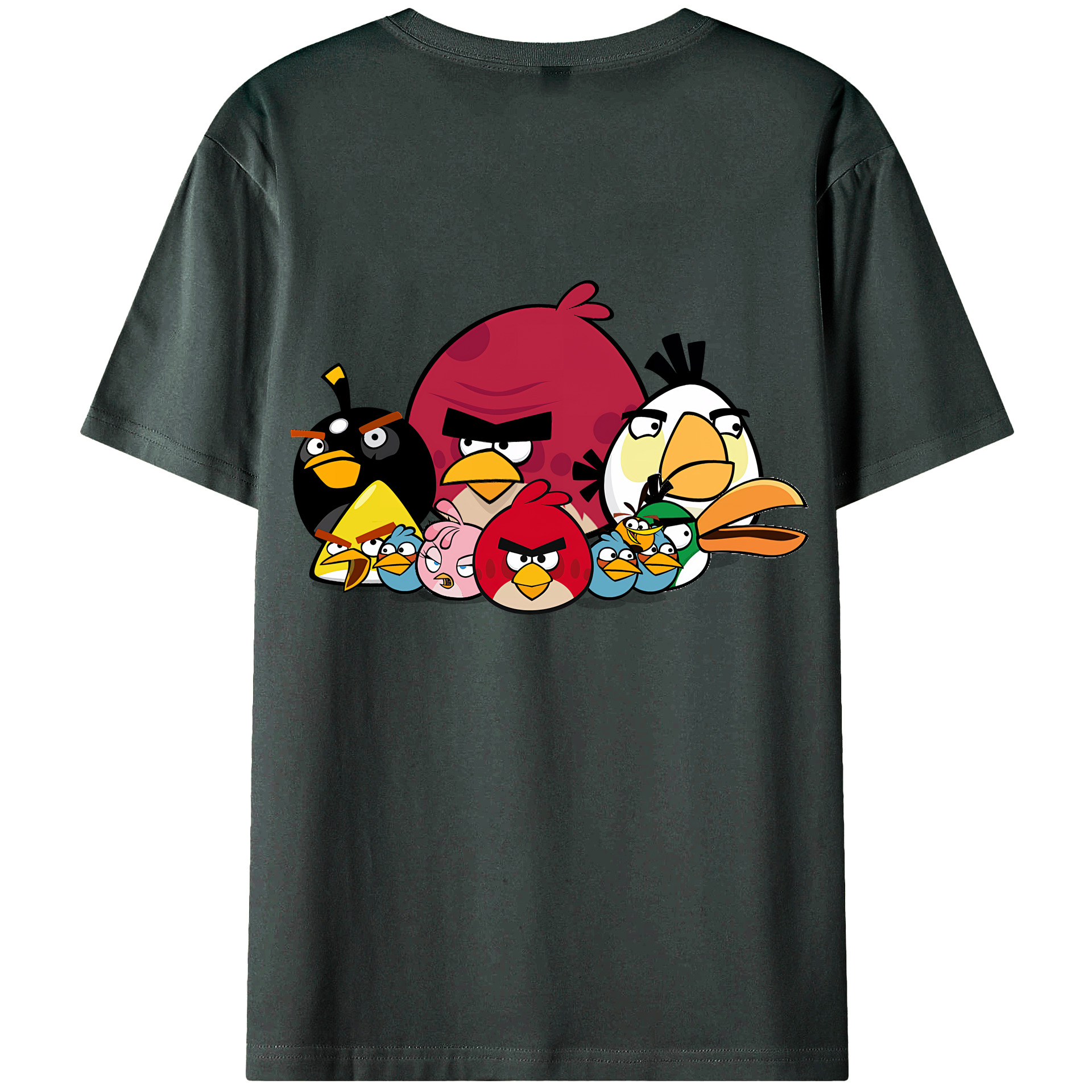 （画像用） Angry Birds アングリーバード 綿100％ メンズ半袖Tシャツ（バックプリント） 通気性